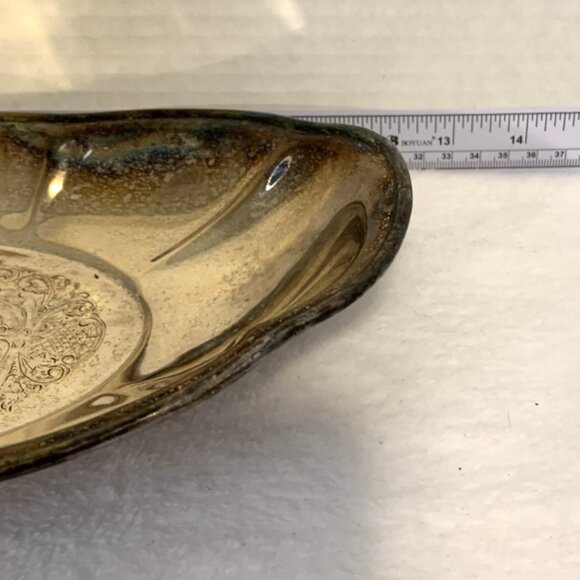 Vintage Modern Silver Silver-on-Copper Serving Tray/Platter 12" x 7" - Picture 3 of 5